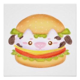 Póster Adorable Cow Hamburger