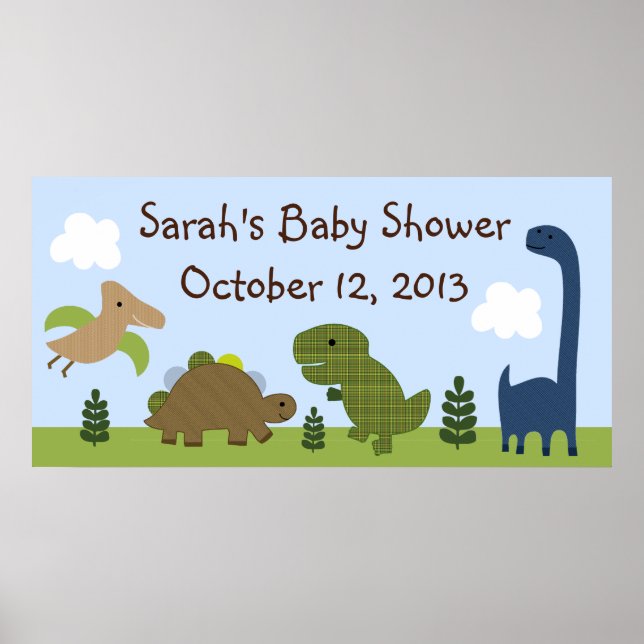 Póster Adorable Dino/Dinosaurios Poster de Baby Shower/Ba (Frente)