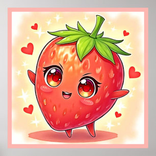 Póster Adorable dulce fresa bliss