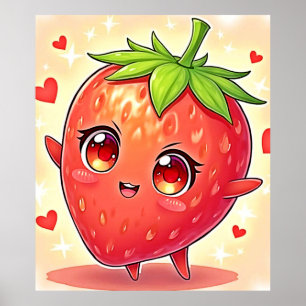 Póster Adorable dulce fresa bliss