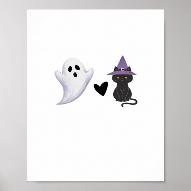 Póster Adorable dúo de Halloween amistoso fantasma y caca (Frente)