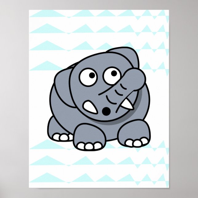 Póster adorable elefante sobre el fondo del cheursery beb (Frente)