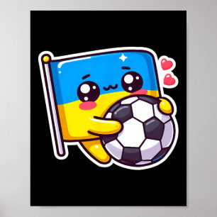 Póster Adorable fan ucraniana bandera de Ucrania linda Ca