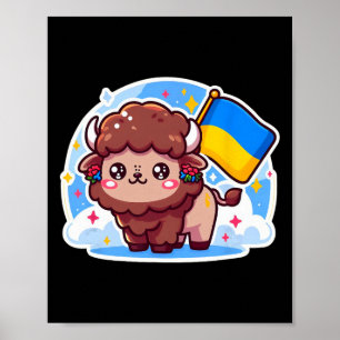 Póster Adorable fan ucraniano de Nner bandera de Ucrania 