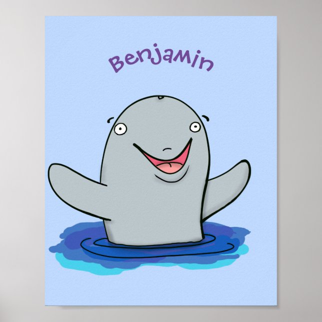 Póster Adorable feliz ilustracion personalizado de marsop (Frente)