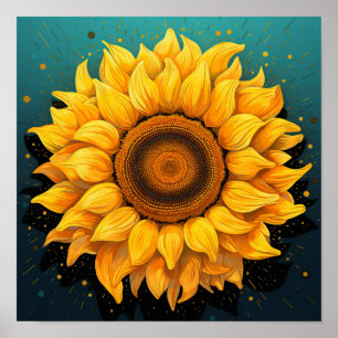 Póster Adorable Florista 3D Amante del Jardinería Girasol