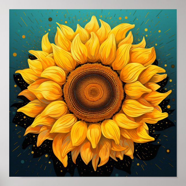 Póster Adorable Florista 3D Amante del Jardinería Girasol (Frente)