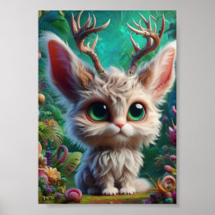 Póster Adorable Fluffy Jackalope