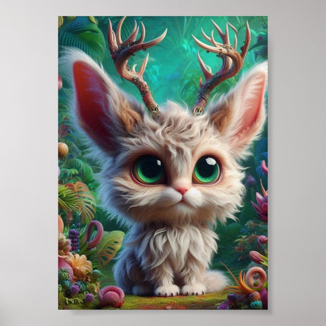 Póster Adorable Fluffy Jackalope (Frente)