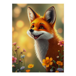 Póster Adorable Fox Art