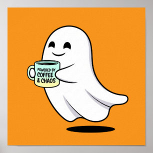 Póster Adorable Ghost Cute Halloween Illustration