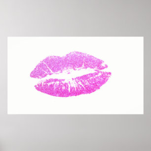 Póster Adorable Glittery Lips,Kiss