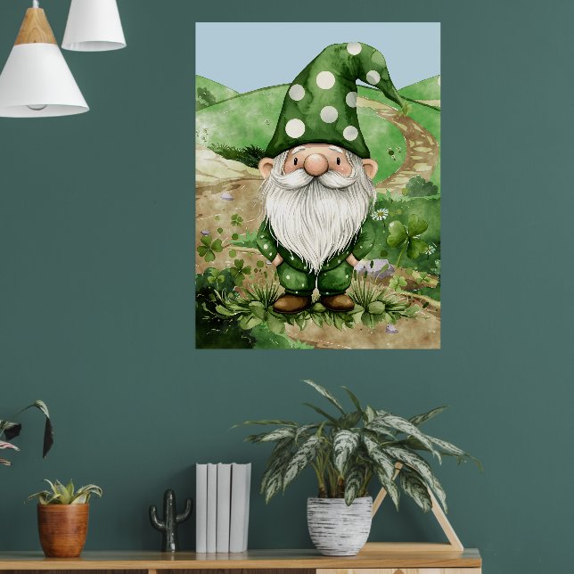 Póster Adorable Green St. Patrick's Day Gnomes (Salón 1)