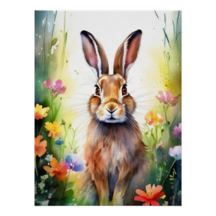 Póster Adorable Hare Portrait Art