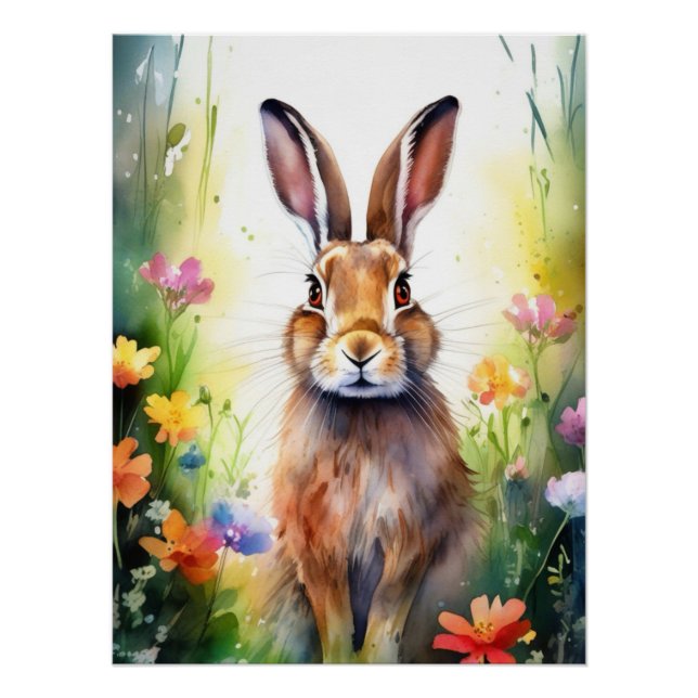 Póster Adorable Hare Portrait Art (Anverso)