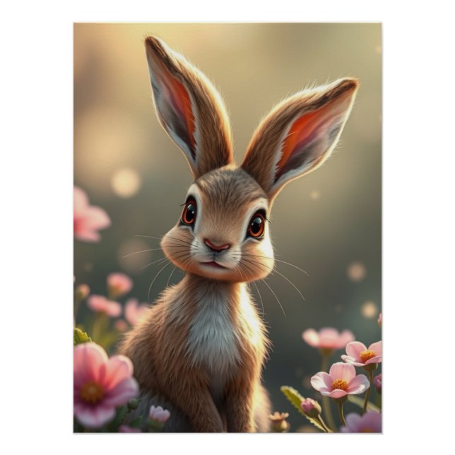 Póster Adorable Hare Portrait Art (Anverso)