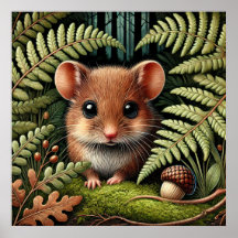 Adorable Ilustracion del ratón Woodland - Bosque C