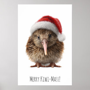 Póster Adorable Kiwi de Navidad, personalizado