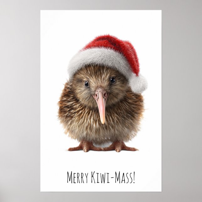 Póster Adorable Kiwi de Navidad, personalizado (Frente)
