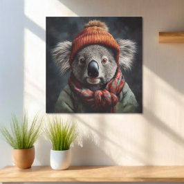 Póster Adorable koala usando un lindo gorra naranja