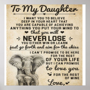 Póster Adorable Letter To Daughter   Lovely Gift