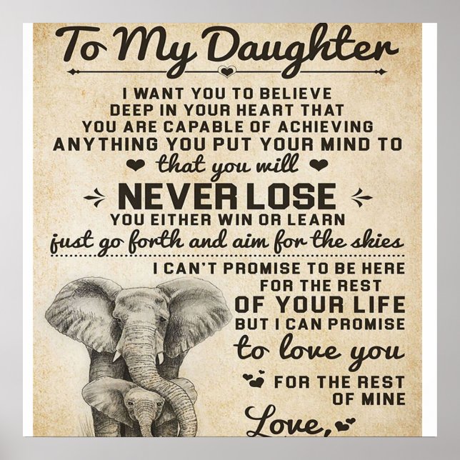 Póster Adorable Letter To Daughter | Lovely Gift (Frente)