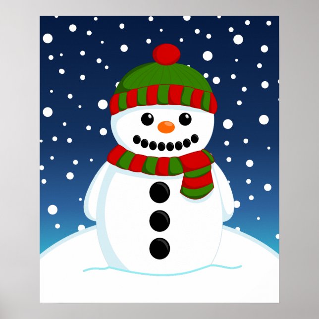 Póster Adorable muñeco de nieve de Navidad (Frente)
