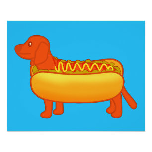 Póster Adorable perro caliente de Dachshund