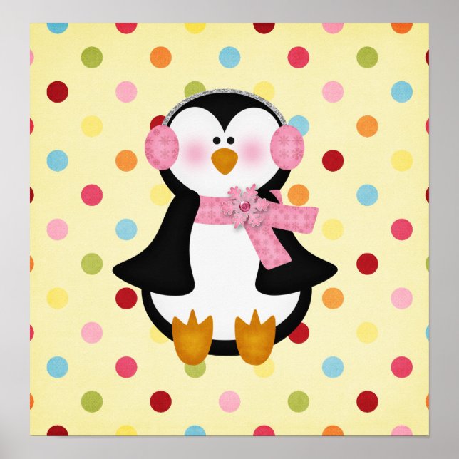 Póster adorable pingüino (Frente)