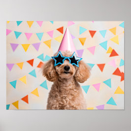 Póster Adorable Poodle Party