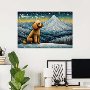 Póster Adorable Poodle Snowowsky Mountain Pensando En Ti