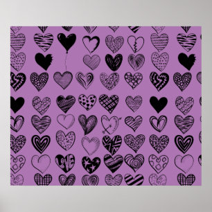 Póster Adorable Poster de dibujo de escrúpulos del corazó