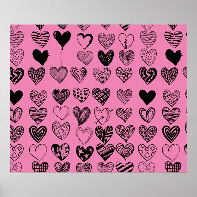 Póster Adorable Poster de dibujo de escrúpulos del corazó (Frente)