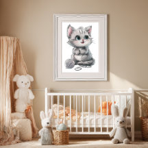 Adorable Poster Gray-Haired Kitten