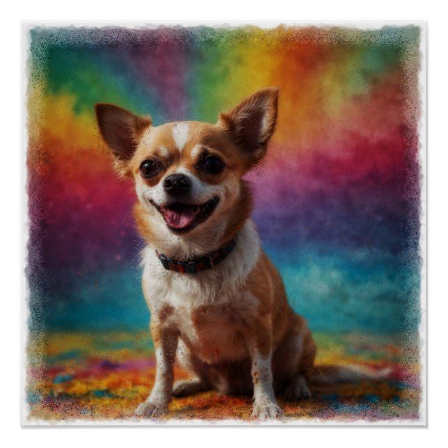 Póster Adorable retrato artístico chihuahua sonriente (Anverso)