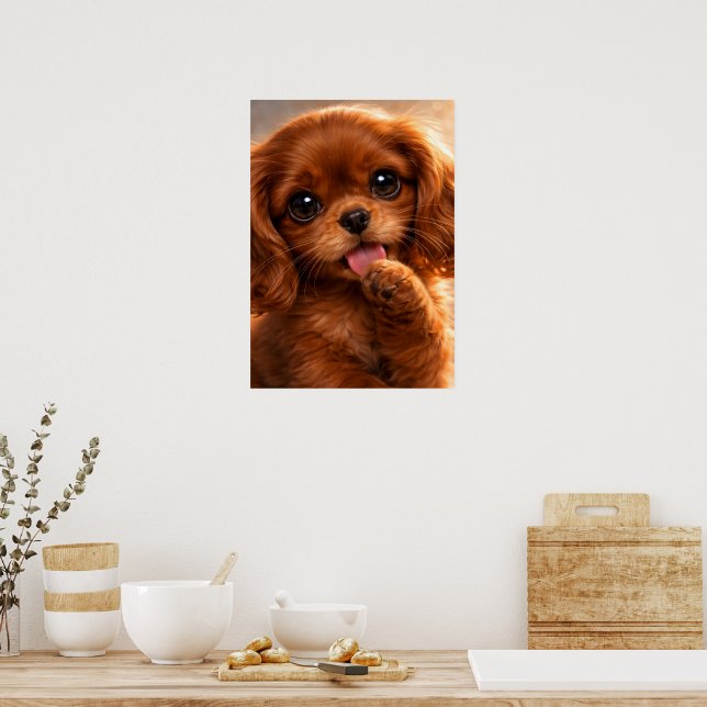 Póster Adorable Ruby Cavalier Spaniel (Cocina)