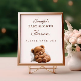 Póster Adorable Sleeping Teddy Bear Baby Shower Favores S