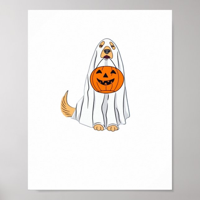 Póster Adorable Spooky Golden Retriever Ghost Classic T-S (Frente)