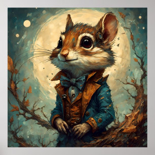 Póster Adorable Steampunk Chipmunk