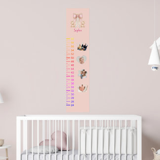 Póster Adorable Teddy Bear Growth Chart with 4 Photos