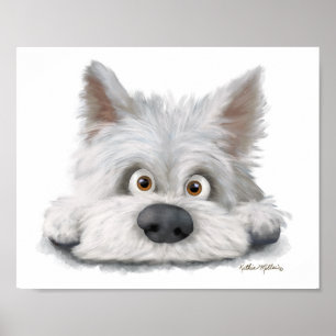 Póster Adorable terrier escocés blanco de dibujos animado