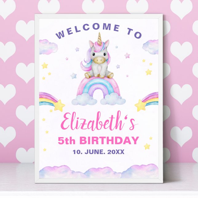 Póster Adorable Unicorn Birthday Girl (Subido por el creador)