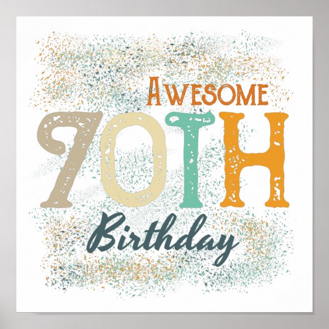 Póster adorable vintage impresionante cumpleaños 70 (Frente)