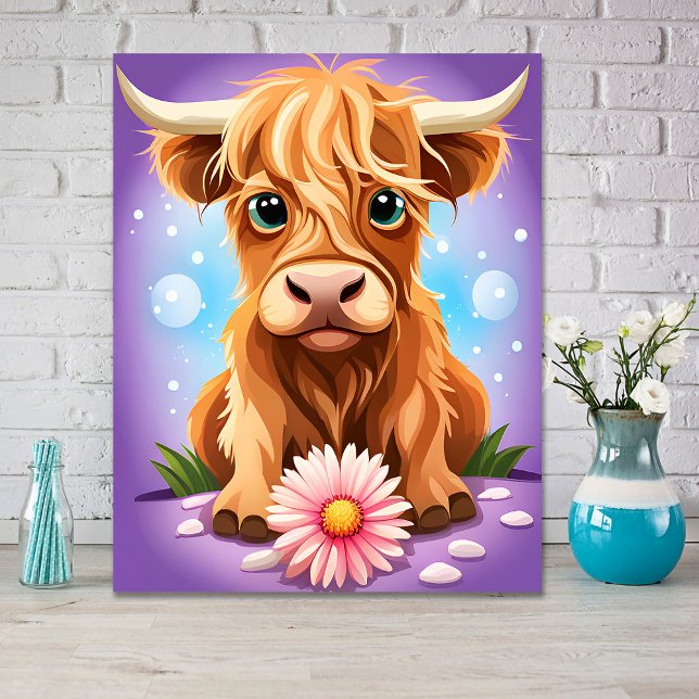 Póster Adorable Whimsical Scotland Highland Cow AI (Subido por el creador)