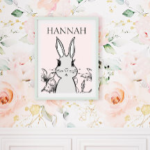 Adorable Woodland Baby Bunny Floral