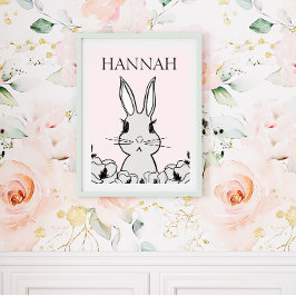 Póster Adorable Woodland Baby Bunny Magnolia Floral