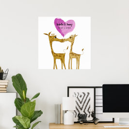 Póster Adorables amantes de la jirafa