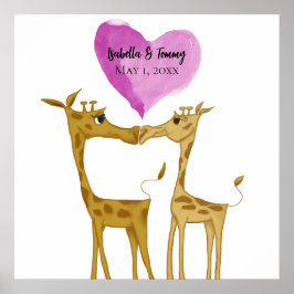 Póster Adorables amantes de la jirafa