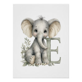 Póster Adorables animales bebés de acuarela con letras de