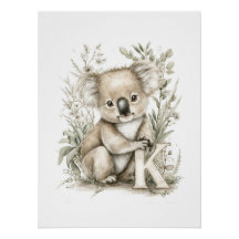 Adorables Animales Bebés en Acuarela con Letras de